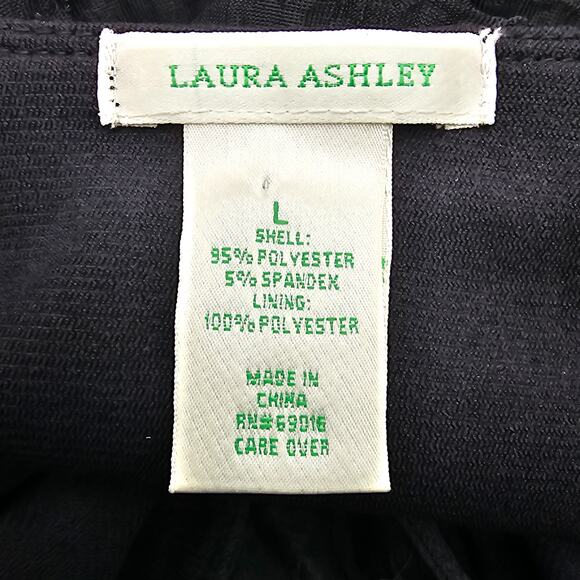 Laura Ashley Womans size L Tiered Ruffled Black Cardigan Jacket Eye Hook Closure - Picture 6 of 8